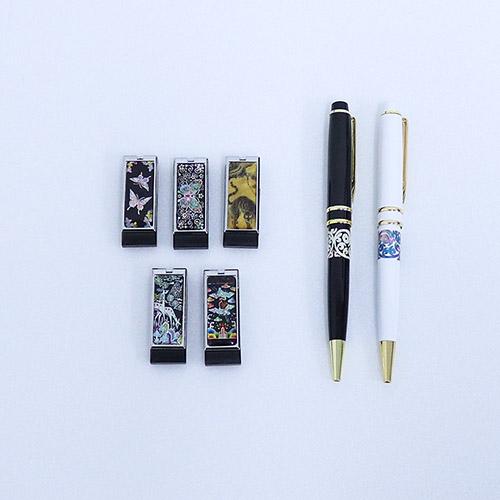 나빌레라 자개USB 금장볼펜2종세트 블랙에디션(신수문양) 16GB 상품 이미지 1
